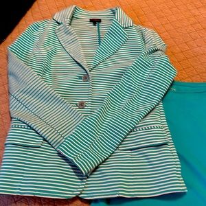 Springy Talbots jacket/shell combo. Jacket size M, shell size S.Turquoise/white.